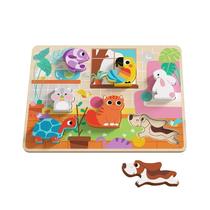 Tabuleiro de Encaixe - Animais, da Tooky Toy, Domésticos, de Estimação ou PETS - Quebra-Cabeça de Madeira com peças grossas cód. TH635