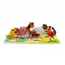 Tabuleiro de Encaixe - Fazenda, da Tooky Toy - Quebra-Cabeça de Madeira com peças grossas de animais cód. TH636B Tabuleiro de Encaixe - Fazenda, da Tooky Toy - Quebra-Cabeça de Madeira com peças grossas de animais cód. TH636B
