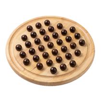 Tabuleiro de madeira Peg Solitaire Game, brinquedo de quebra-cabeça cerebral de 29 cm