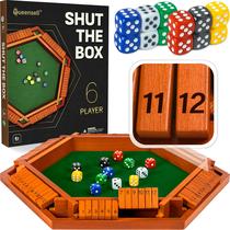 Tabuleiro de madeira Shut The Box Game Queensell para 6 jogadores 41 cm