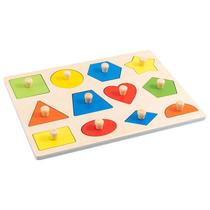 Tabuleiro de quebra-cabeça de forma geométrica Montessori para crianças de madeira