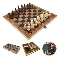 Tabuleiro de Xadrez de Madeira 2929 Dobrável com Fecho Jogo Clássico para Casa e Viagem Tabuleiro de Xadrez de Madeira 2929 Dobrável com Fecho Jogo Clássico para Casa e Viagem