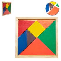 Tabuleiro didatico educativo quebra cabeca de encaixe geometrico de madeira 8 pecas 16x16cm