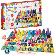 Tabuleiro Didático Multiatividades Letras Números E Formas Brinquedo Pedagógico Dm Toys