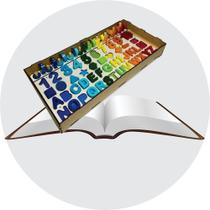 Tabuleiro Educativo colorido + caixa mdf cru + suporte para celular mdf cru