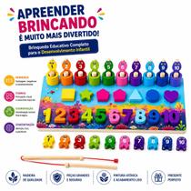 Tabuleiro Educativo Montessori Madeira 7 em 1 Encaixe de Números, Formas e Jogo de Pesca para Crianças Tabuleiro Educativo Montessori Madeira 7 em 1 Encaixe de Números, Formas e Jogo de Pesca para Crianças