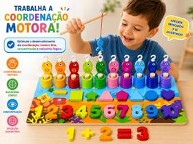 Tabuleiro Educativo Montessori Madeira 7 em 1 Encaixe de Números, Formas e Jogo de Pesca para Crianças Tabuleiro Educativo Montessori Madeira 7 em 1 Encaixe de Números, Formas e Jogo de Pesca para Crianças