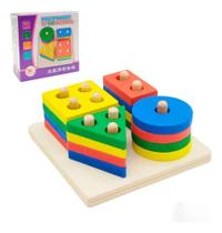 Tabuleiro Formas Geométricas Em Madeira Brinquedo Educativo