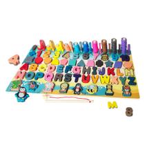 Tabuleiro Montessori Com 135 Peças Em Madeira 7 em 1 DM Toys