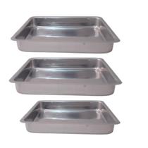 Tabuleiro Para Bolo Alto Quadrado Alumínio 3 Peças 40/36/30