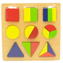 Tabuleiro Quebra Cabeça Infantil Madeira Formas Geométricas Encaixe Educativo Brinquedo