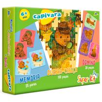 Tabuleiro Super Kit Capivara Jogo Da Memória Dominó E Quebra Cabeça - Toyster