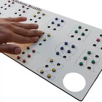 Tabuleiro tátil alfabeto em braille madeira grande inclusão
