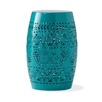 Taburete de Jardín Exterior Mesa Lateral Benjara de Hierro Verde Azulado 30 cm Taburete de Jardín Exterior Mesa Lateral Benjara de Hierro Verde Azulado 30 cm