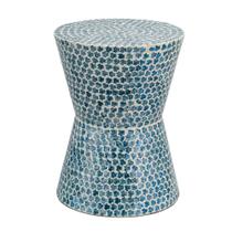 Taburete de mesa auxiliar Benjara Ivy de lujo 50 cm Mosaico blanco y azul