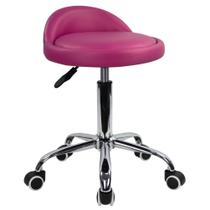 Taburete KKTONER giratorio ajustable con respaldo de cuero PU rojo rosa