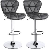 Taburetes de Bar Ajustables Yaheetech de Cuero PU Giratorios, Juego de 2
