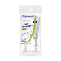 Taça Acrílica 120ml Cristal para Champagne Strawplast com 4 unidades