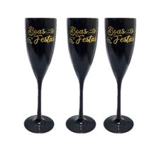 Taça Acrílica Champanhe 180ml Especial Boas Festas Kit 3pçs