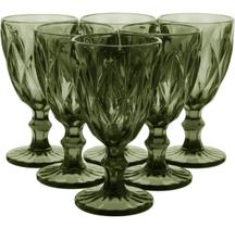 TAÇA ÁGUA 17x9x9cm 320ml VIDRO VERDE 6PÇ