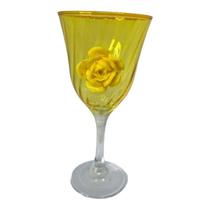 Taça Amarela Oxum Lirio Rosa Super Luxo 330 Ml -Vidro