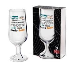 Taça amigos tornam risadas mais altas +caixa moldura 1980