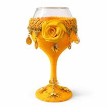 Taça Artesanal Oxum Luxo Dourada Tecido Vidro 300ml