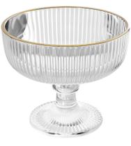 Taça Avulsa 320ml Para Sobremesa De Vidro Com Fio De Ouro Lines