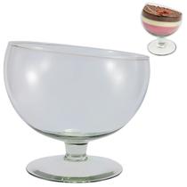 Taça bomboniere de vidro com boca torta tam. médio de mesa