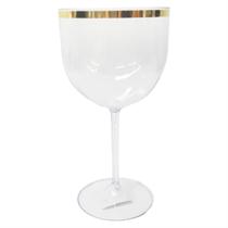 Taça Borda Dourada Vinho Água Licor Gin 600ml Transparente