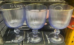 Taça Cameratta Com Borda Dourada Vidro Lilás/Lavanda 363ml
