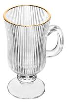 Taça Cappuccino Wolff Lines 240 ml Vidro C/ Fio De Ouro 1und Taça Cappuccino Wolff Lines 240 ml Vidro C/ Fio De Ouro 1und
