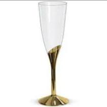 Taça champagne base dourada 6 unid - Silver Festas