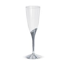 Taça champagne base prata 135ml c/ 06 unid