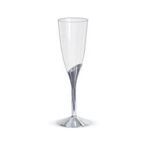 Taça Champagne Base Prata Descartável Premium c/6