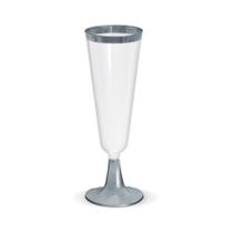 Taça Champagne Borda Prata Silver Plastic 12 Unidades Taça Champagne Borda Prata Silver Plastic 12 Unidades