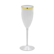 Taça Champagne Branca Borda Dourada 180ML 1Un - LSC