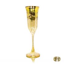 Taça Champagne Cristal Italiano Âmbar Guirlandas em Ouro Taça Champagne Cristal Italiano Âmbar Guirlandas em Ouro