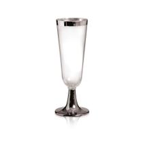 Taça Champagne Descartável de Luxo Prata 165mL - 6 Unidades - Cromus -