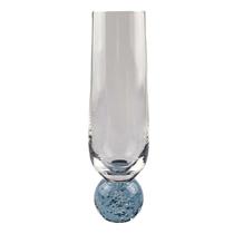 Taça Champanhe de Vidro Orbe Marinha Base Bolinha 300ml