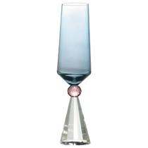 Taça Champanhe Em Vidro Azul 300Ml