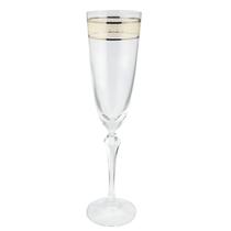 Taça Champanhe Espumante 200ml Cristal Decorado Friso Dourado Luxo