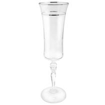Taça Champanhe Espumante 300ml Grace Cristal Friso Platino Borda Prata Luxo Taça Champanhe Espumante 300ml Grace Cristal Friso Platino Borda Prata Luxo