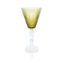 Taça Cristal Âmbar Água Finos Lapidados Verticais Base Taça Cristal Âmbar Água Finos Lapidados Verticais Base