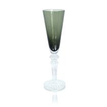 Taça Cristal Fumê Champagne Finos Lapidados Verticais Base T