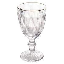 Taça De Água Com Filete Dourado Diamond Lyor 325ml - Vidro