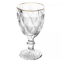 Taça de Água com Fio de Ouro Diamond 330ml Vidro Lyor