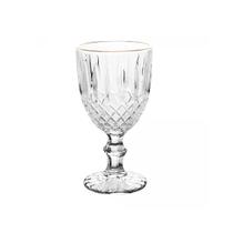Taça De Água De Vidro Com Fio Dourado Greek Wollf 320Ml