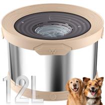 Taça de água para cães UPSKY 12L em aço inoxidável sem derramamento bege