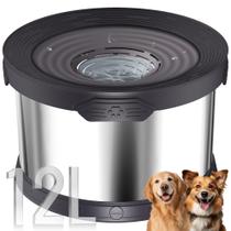 Taça de água para cães UPSKY No Spill 12L em aço inoxidável preta